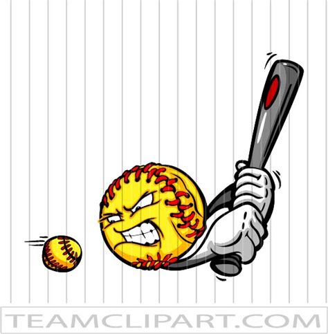 Cartoon Softball With Bat | Easy to Edit Vector Art | EPS JPG PNG