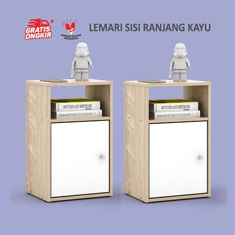 Jual Lemari Kayu Sisi Ranjang Portable Mini 2 Susun Serbaguna Import