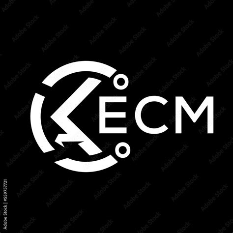 ECM letter logo. ECM white image on black background. ECM vector logo design for entrepreneur ...