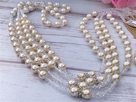 Non Catholic Swarovski Crystal Pearls Wedding Lasso Cream Etsy Canada