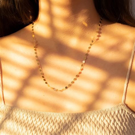 K Solid Gold Chain Necklace Real Gold Mirror Chain Etsy