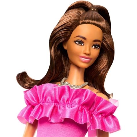 Barbie Fashionistas z roza obleko z volančki HRH15 Enaa