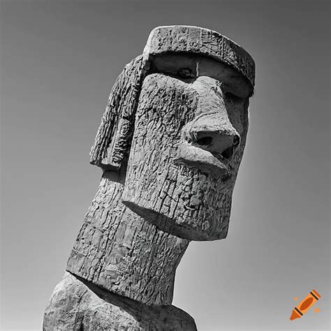 Moai Head Statue Resembling The Gigachad Meme In Black And White On Craiyon