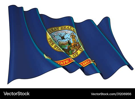 Waving Flag State Idaho Royalty Free Vector Image