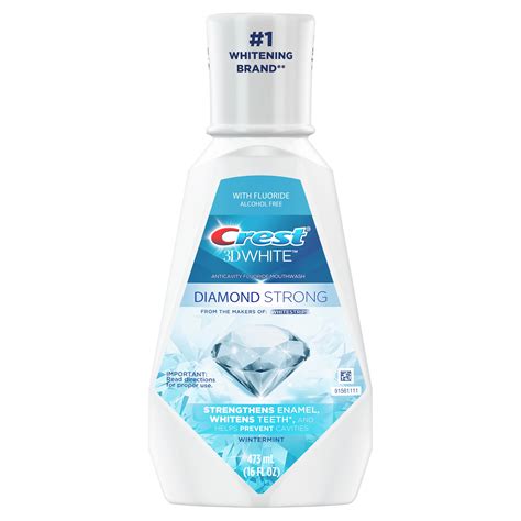 Crest D White Diamond Strong Alcohol Free Fluoride Mouthwash