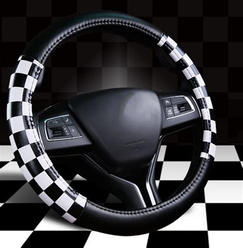 Checkerboard Leather Car Automotive Steering Wheel Covercar Etsy