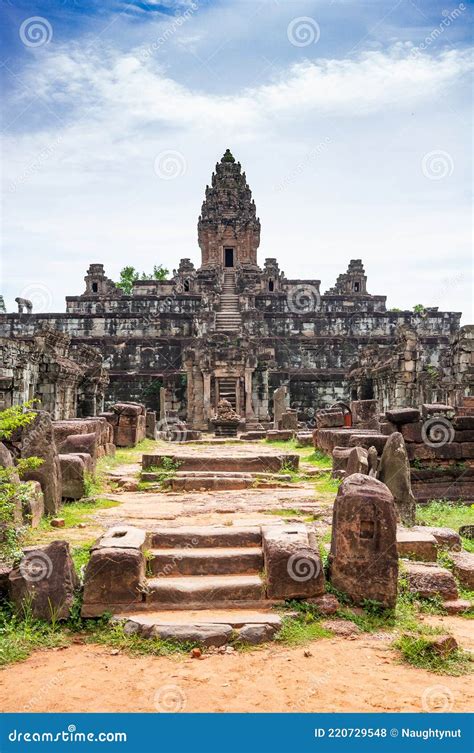 Ancient Buddhist Khmer Temple In Angkor Wat Cambodia Bakong Prasat