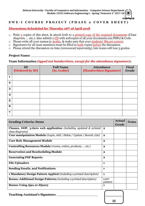 Cs Swe I Project Phase Cover Sheet Spring Docx Docdroid