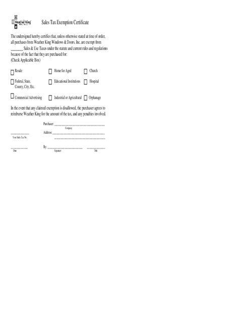 Fillable Online Exemption Certificates For Sales Taxprintable