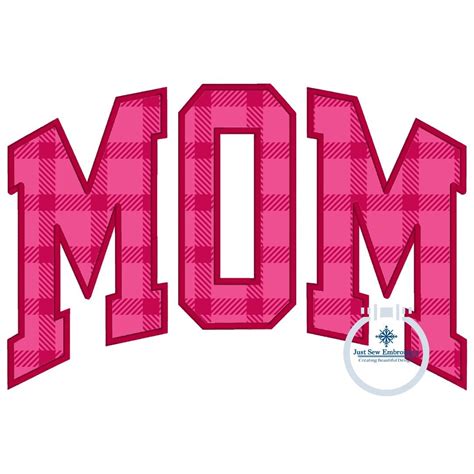 Mom Applique Embroidery Arched Design Academic Font Mother S Day Gift