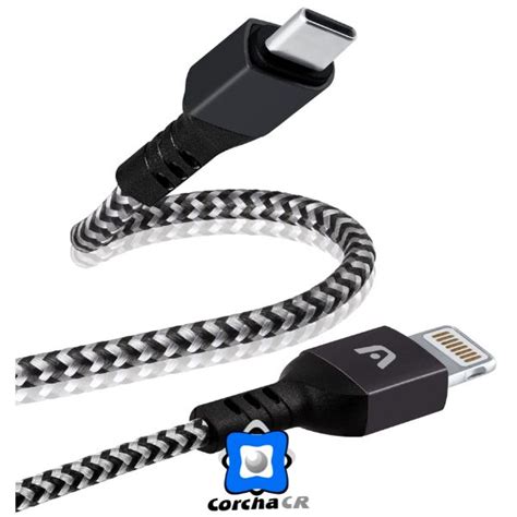 Argom Cable Lightning A Tipo C Mts Negro Trenzado Dura Form Arg Cb