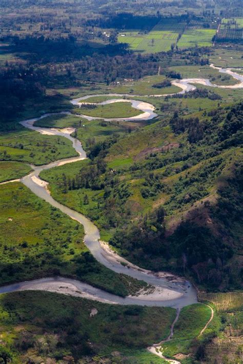 Aerial View Of Chimbu River Near Mt Hagen Papua New Guinea Papua New