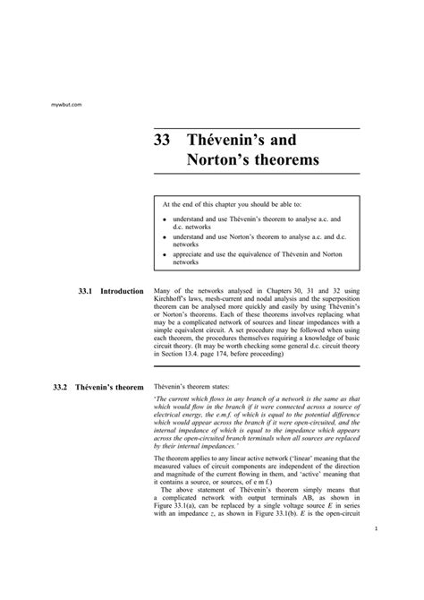 Th Venin S And Norton S Theorems