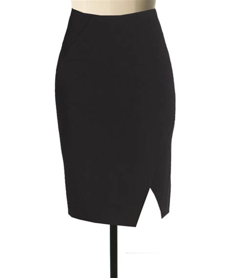 Fully line black Linen pencil skirt with diagonal cut – Elizabeth's Custom Skirts