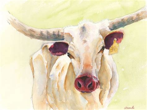 Texas longhorn print original cow painting longhorn painting longhorn art rustic ranch western ...