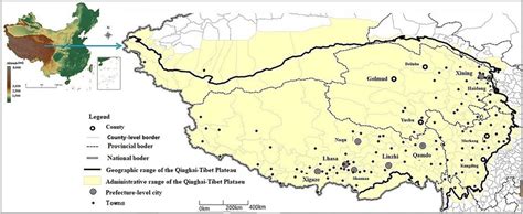 Distribution Of Selected Cities And Towns In The Qinghai Tibet Plateau