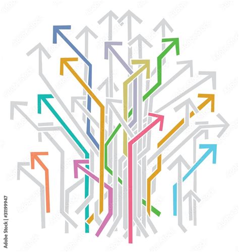 Bunch Of Colorful Arrows Pointing Into Different Directions Stock