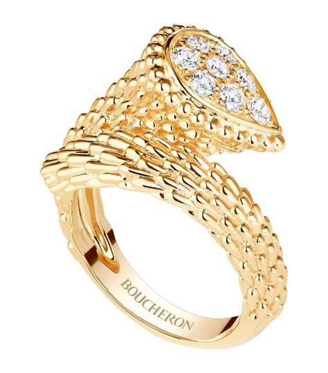 Boucheron Small Yellow Gold and Diamond Serpent Bohème Motif Ring