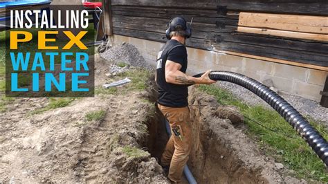 Installing Underground Pex Water Line To Log Cabin Youtube