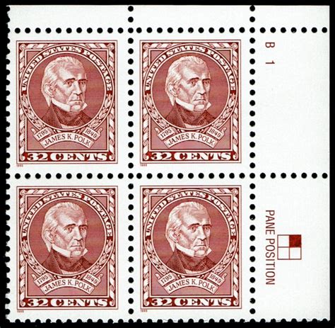 United States 2587 Plate Block Mnh James K Polk 1995 United