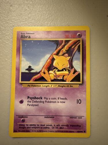 Pok Mon Tcg Abra Base Set Pokemon Card Ebay