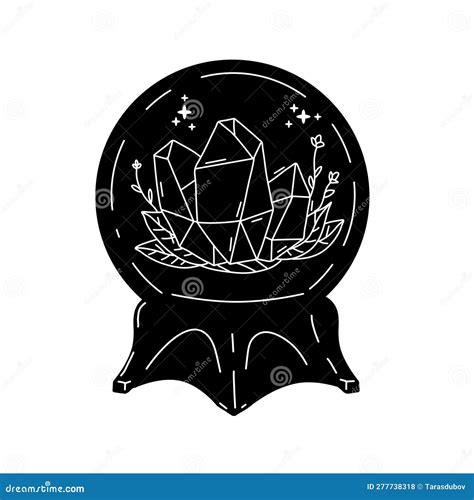 Magic Crystal Ball and Gems. Stock Illustration - Illustration of glass ...