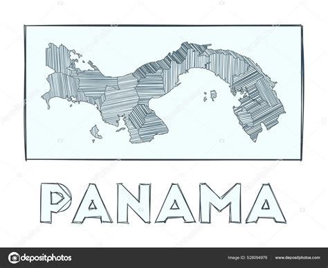 Sketch Map Of Panama Grayscale Hand Drawn Map Of The Country Filled