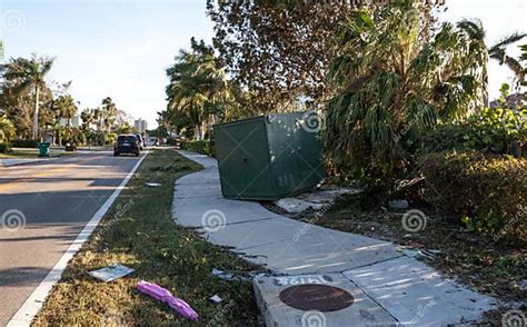 News â€ Power Box Pushed Across The Cement Sidewalk After Hurricane