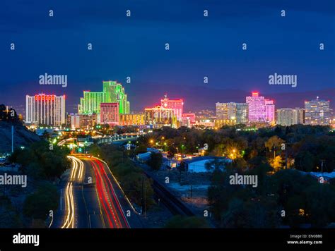 Reno skyline at night Stock Photo - Alamy