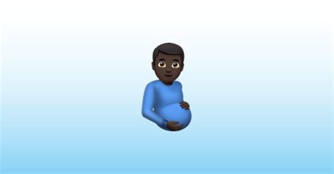 Pregnant Man Dark Skin Tone Emoji