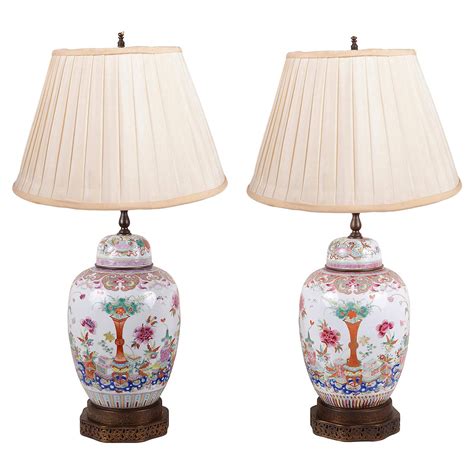 Vintage Pale Yellow Chinoiserie Ginger Jar Table Lamp Asian Chic S