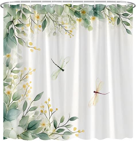 Amazon UAEAEX Sage Green Leaf Shower Curtain Watercolor Plant