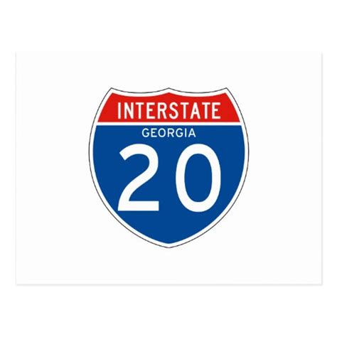 Interstate Sign 20 - Georgia Postcard | Zazzle