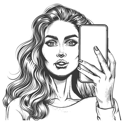 Premium Vector Woman Taking A Selfie With A Smartphone