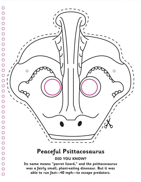 Dinosaur Mask Template Printable Sketch Coloring Page