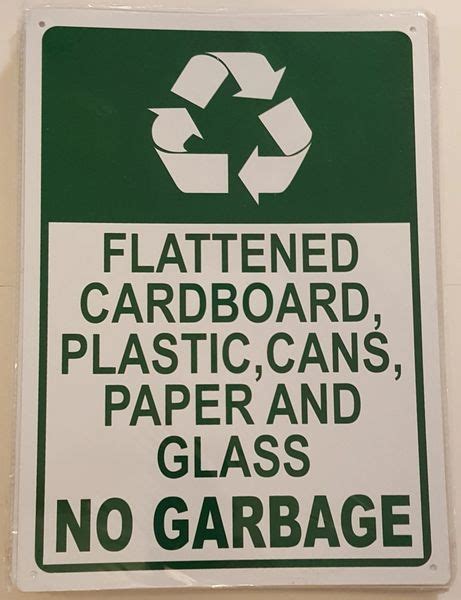 Flattened Cardboard Plastic Cans Paper And Glass No Garbage Sign