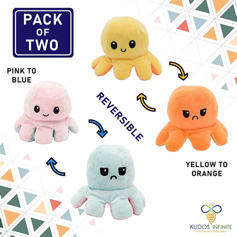 2 Pack Reversible Octopus Plush Mood Octopus Stuffed Toy Which Show