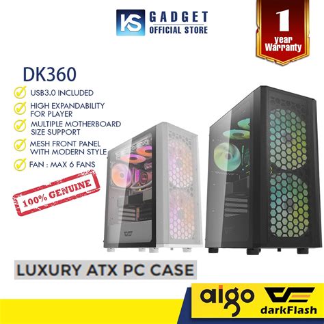 AIGO DARKFLASH PC CASES DK360 LUXURY ATX Shopee Malaysia