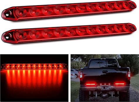 Nilight 2PCS 16Inch 11 LED Red Trailer Light Bar For Park Stop Turn