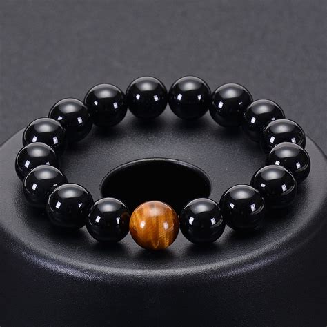 Bracelet Onyx Noir Et Oeil De Tigre Subete Nihon