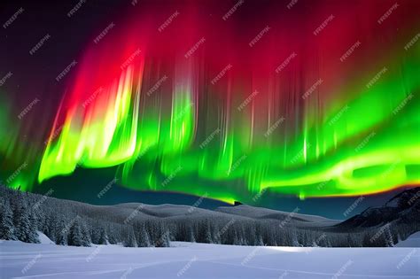 A Beautiful Green and Red Aurora | Premium AI-generated image