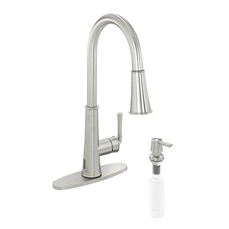 Casainc Brushed Nickel Single Handle Touchless Pull Out Kitchen Faucet With Sprayer Deck Plate