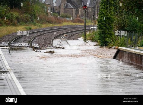 Glasgow, Scotland, UK. 07th October 2023, Glasgow, Flooding causes ...