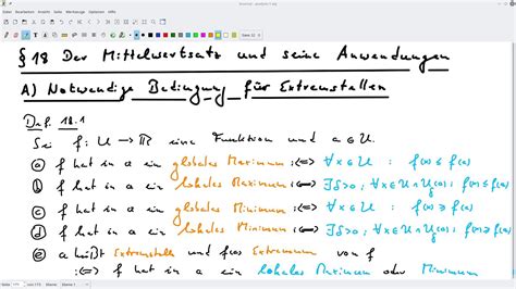 Analysis Teil Woche Der Mittelwertsatz A Notwendige