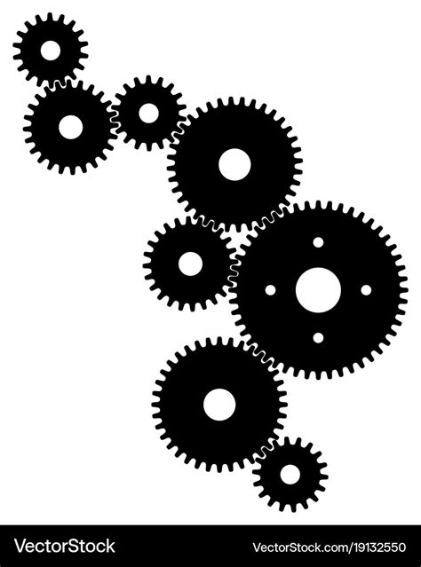 Set Of Black Gears Royalty Free Vector Image Vectorstock