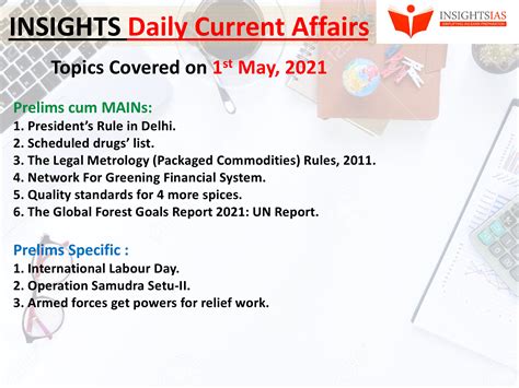 INSIGHTS DAILY CURRENT AFFAIRS PIB SUMMARY 01 May 2021 Insights