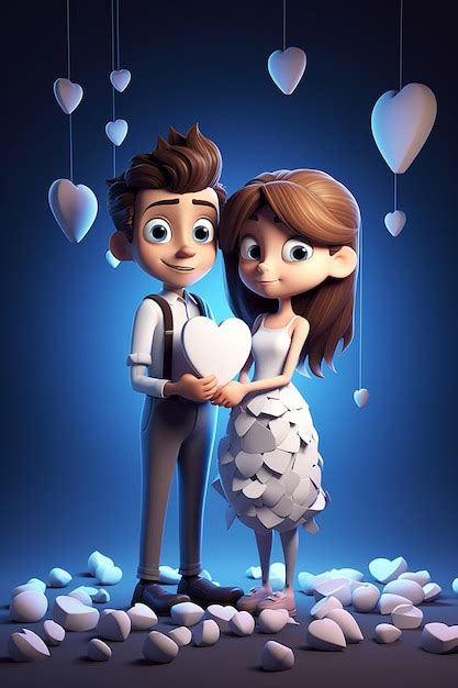 Premium Ai Image Two 3d Pixar Tiny Male And Female In Love Holding A