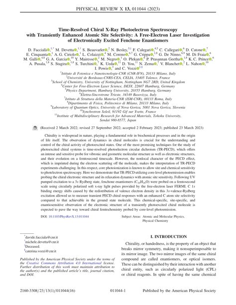 PDF Time Resolved Chiral X Ray Photoelectron Spectroscopy With