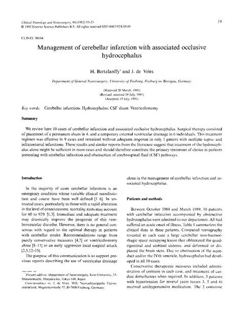 Pdf Management Of Cerebellar Infarction With Associated Occlusive Hydrocephalus Dokumentips