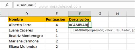 Función CAMBIAR en Excel Paso a paso Ninja del Excel